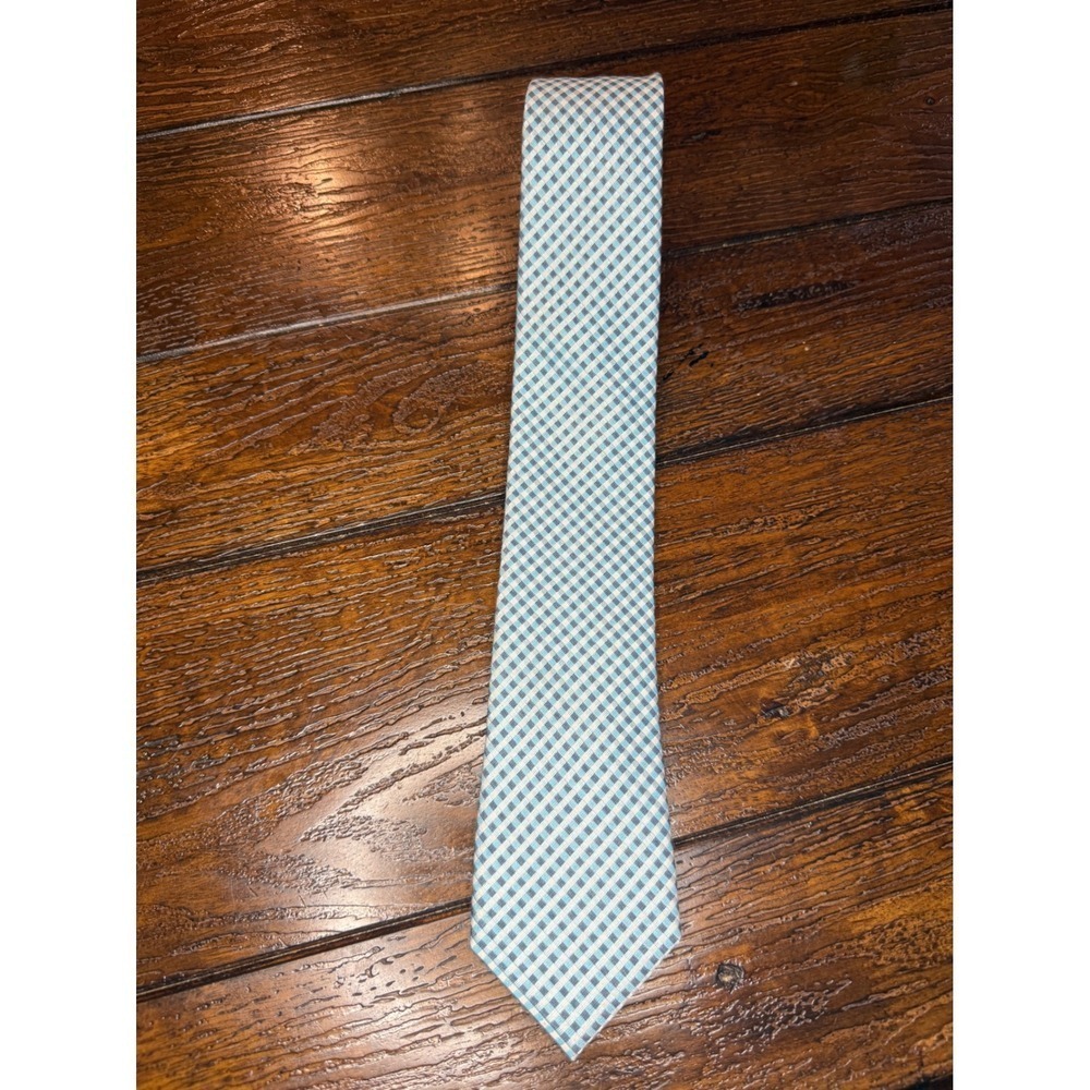 Jos. A. Bank 1905 Mens Necktie Blue White Gingham Check Pattern